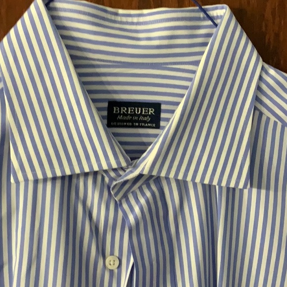 Men’s Breuer, blue pin-striped dress shirt, size 15 neck, 45 (Italian sizing) - Picture 2 of 4